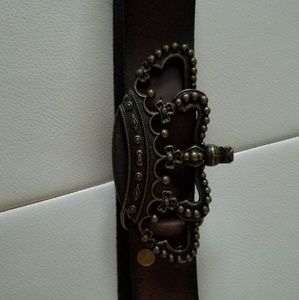 Cabi Leather Belt with crown detail